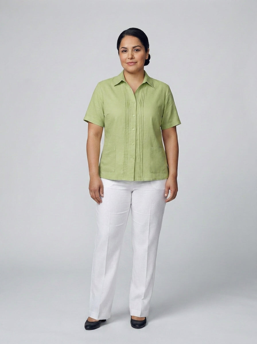 Blusa Verde Corporativa Manga Corta para Administración