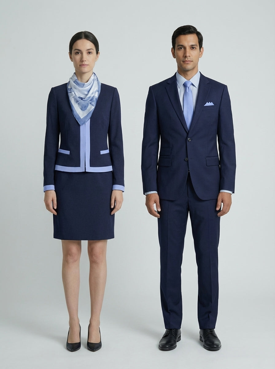 Conjunto Azul Marino Formal para Recepción de Hotel