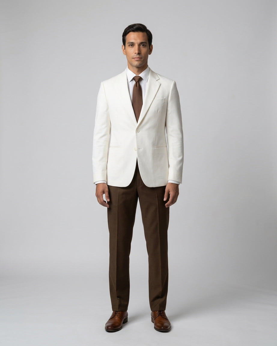 Saco Blanco con Pantalón Café para Gerente de Hotel Boutique